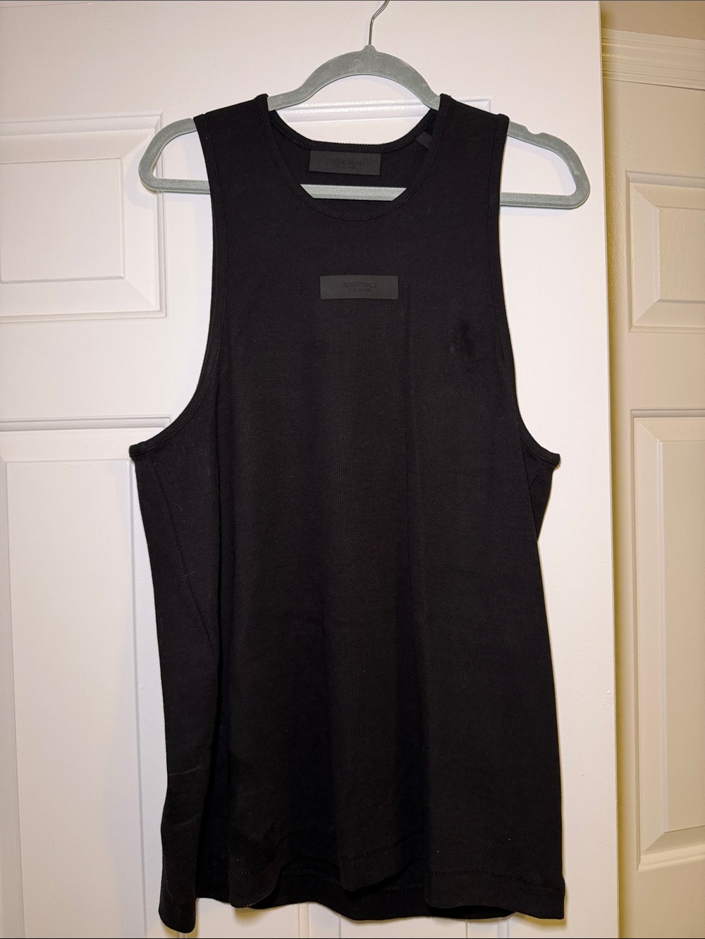 Essentials Black Ribbed Crewneck Tank